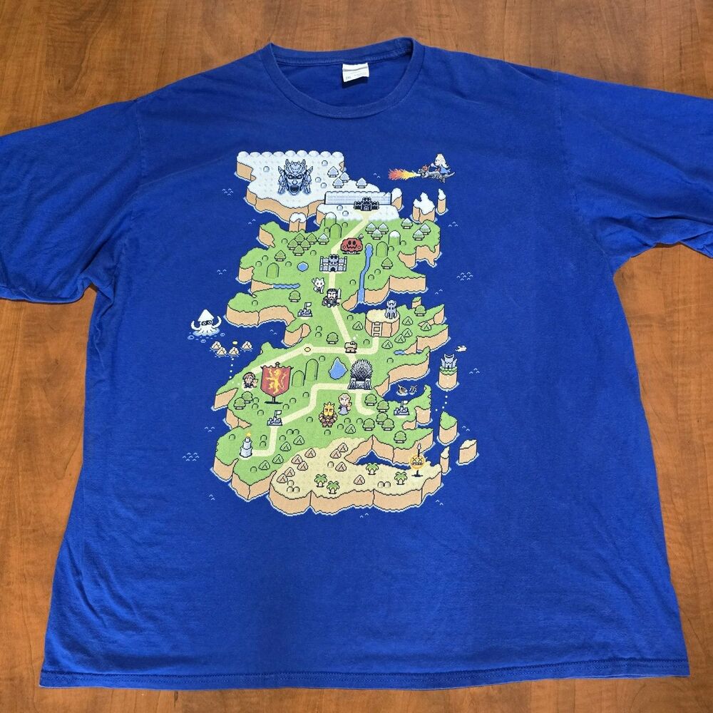 Game Of Thrones Super Mario Bros Short Sleeve The Known World Map Tee 2XL